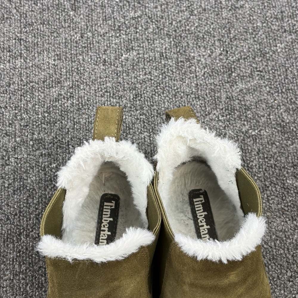 Timberland Skyla Bay Chelsea Boots Womens Size 9 Green Suede Faux Fur Lined - Picture 4 of 10